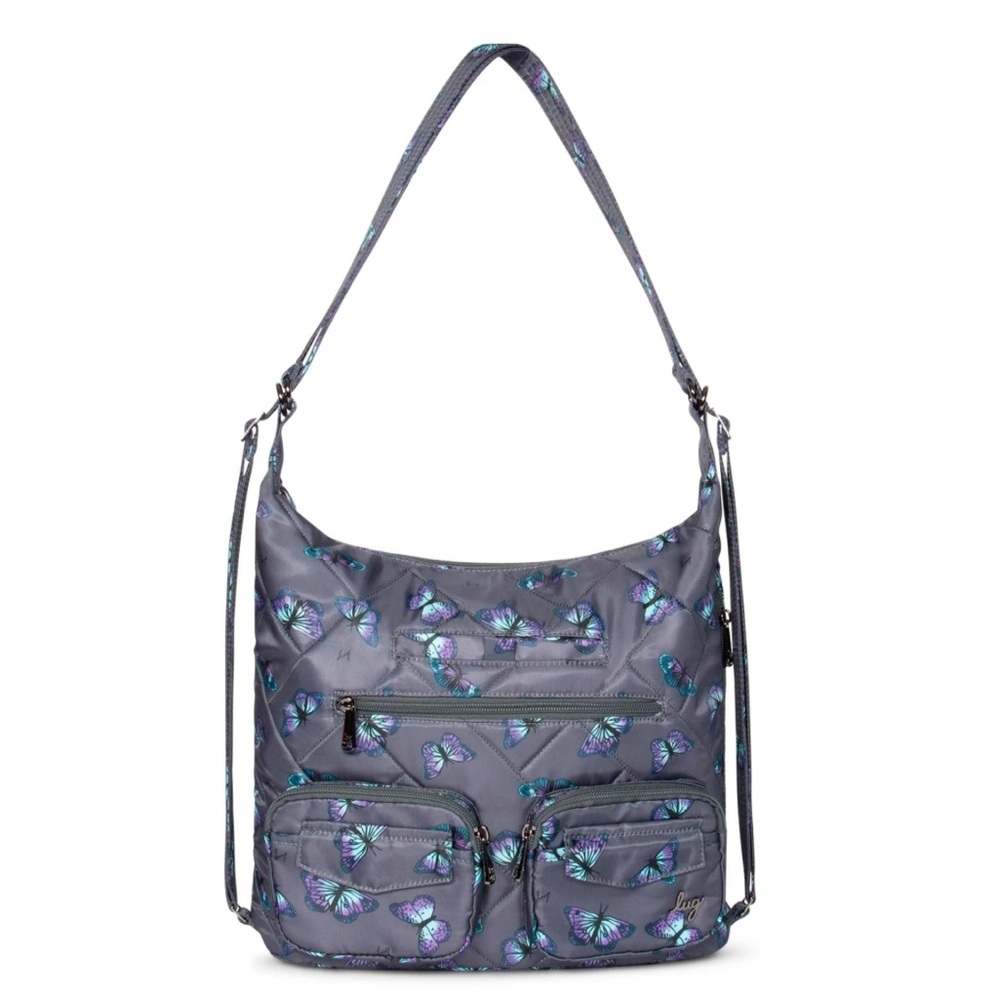 Lug 🦋 Zipliner 2 Convertible Hobo Bag Butterfly Gray New Without Tag 🏷️